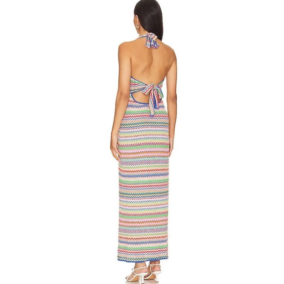 NWT SHOW ME YOUR MUMU Kate Halter Maxi Dress Rainbow Knit Large Revolve - Picture 5 of 11